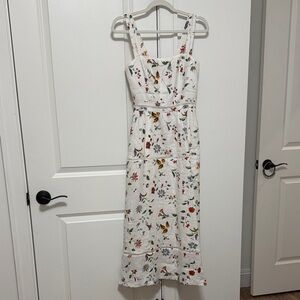 Reformation Pink and Red Sundress Square Neck Midi